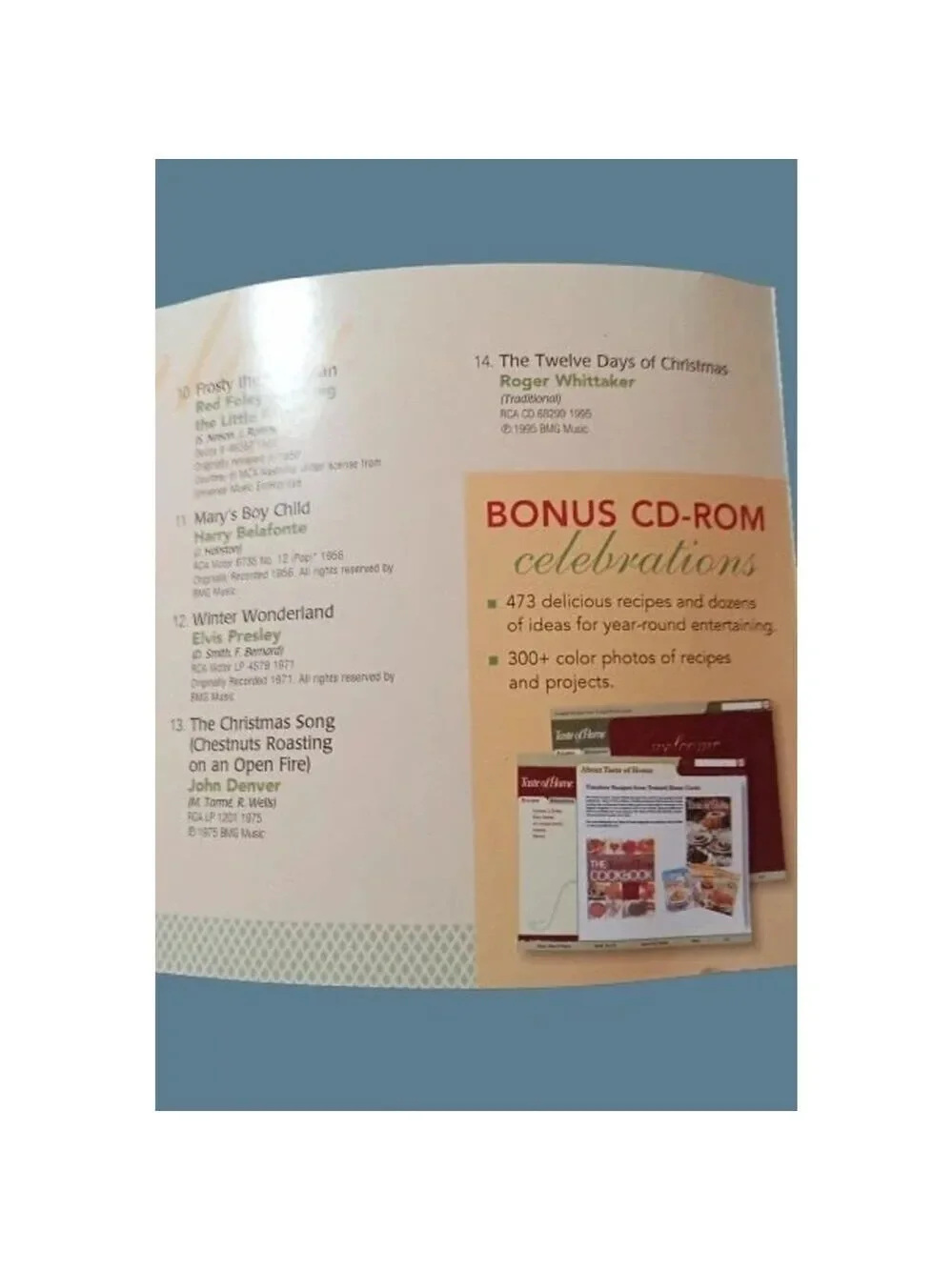 Taste of Home A Country Christmas 14 Track CD & 450+ Recipe CD Rom 2008